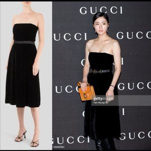 NWT Gucci strapless bustier velvet cocktail dress